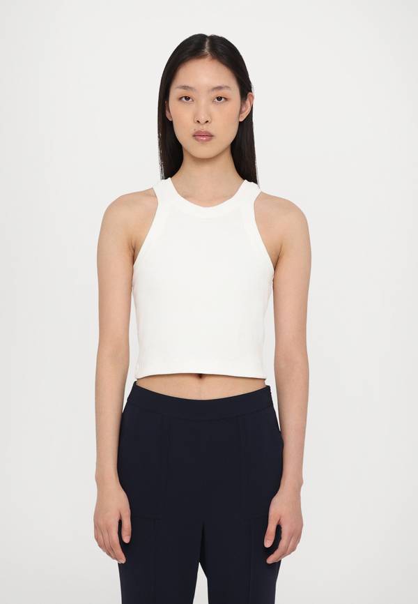 Closed Cropped Racer Tank In Ivory Xs Nwt Clean Girl Minimalist Quiet Luxury